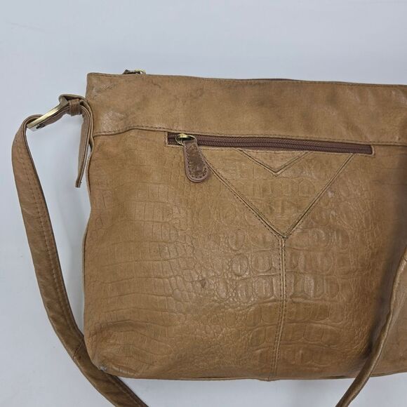 GREAT AMERICAN LEATHER WORKS Shoulder Bag Caramel Brown Purse Soft Boho Embossed - Picture 2 of 16